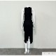 ワンピース ニット ノースリーブ タイト ロング丈 スリット ラウンドネック 春服 夏服 韓国 JOCOSA 5006