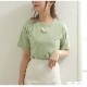Tシャツ 無地 半袖 シンプル トップス ラウンドネック 春 夏 韓国ファッション レディース ホワイト アイボリー ライトベージュ オレンジ ラベンダー ブルー ターコイズブルー グリーン M L JOCOSA 7189