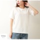 Tシャツ 無地 半袖 シンプル トップス ラウンドネック 春 夏 韓国ファッション レディース ホワイト アイボリー ライトベージュ オレンジ ラベンダー ブルー ターコイズブルー グリーン M L JOCOSA 7189