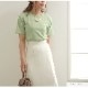 Tシャツ 無地 半袖 シンプル トップス ラウンドネック 春 夏 韓国ファッション レディース ホワイト アイボリー ライトベージュ オレンジ ラベンダー ブルー ターコイズブルー グリーン M L JOCOSA 7189