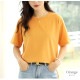 Tシャツ 無地 半袖 シンプル トップス ラウンドネック 春 夏 韓国ファッション レディース ホワイト アイボリー ライトベージュ オレンジ ラベンダー ブルー ターコイズブルー グリーン M L JOCOSA 7189