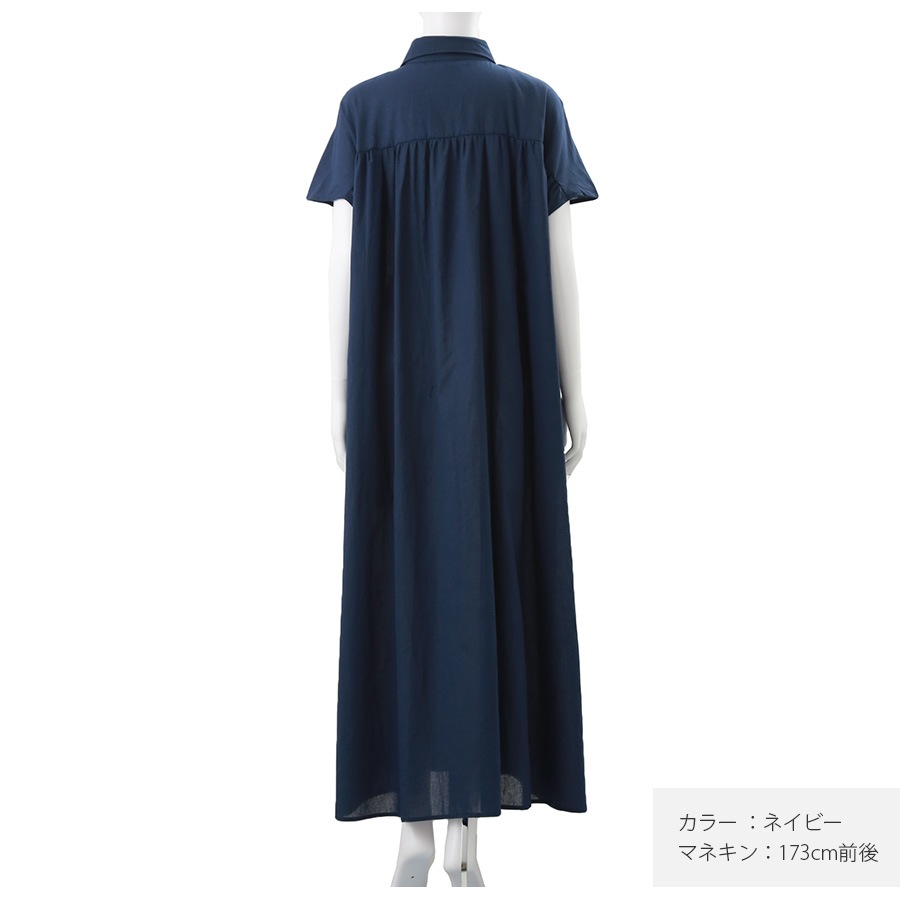秋新作！ネイビー シャツワンピース Mサイズ 半袖 ファッション通販 ファッション 秋新作！ネイビー シャツ