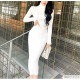 ニット ワンピース ベルト付き タートルネック リブ 無地 長袖 ロング タイト セクシー ロング オフィスカジュアル 韓国ファッション シンプル きれいめ 上品 デート 大人 レディース 春 秋 冬 ブラック ホワイト ベージュ フリーサイズ JOCOSA 9247