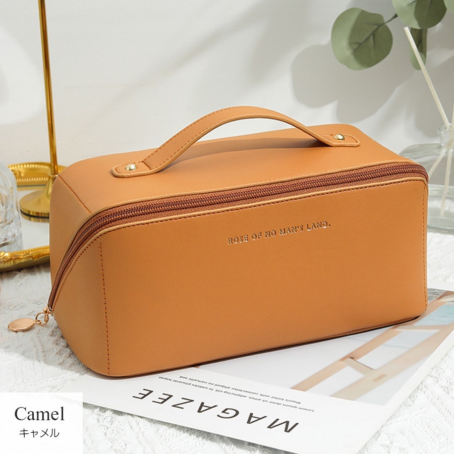 化粧ポーチ メイクポーチ 大容量 携帯用 コンパクト 小物入れ ポケット多数 裏地付き 持ち運び 春 夏 秋 冬 新作 ピンク キャメル アイボリー JOCOSA 9046