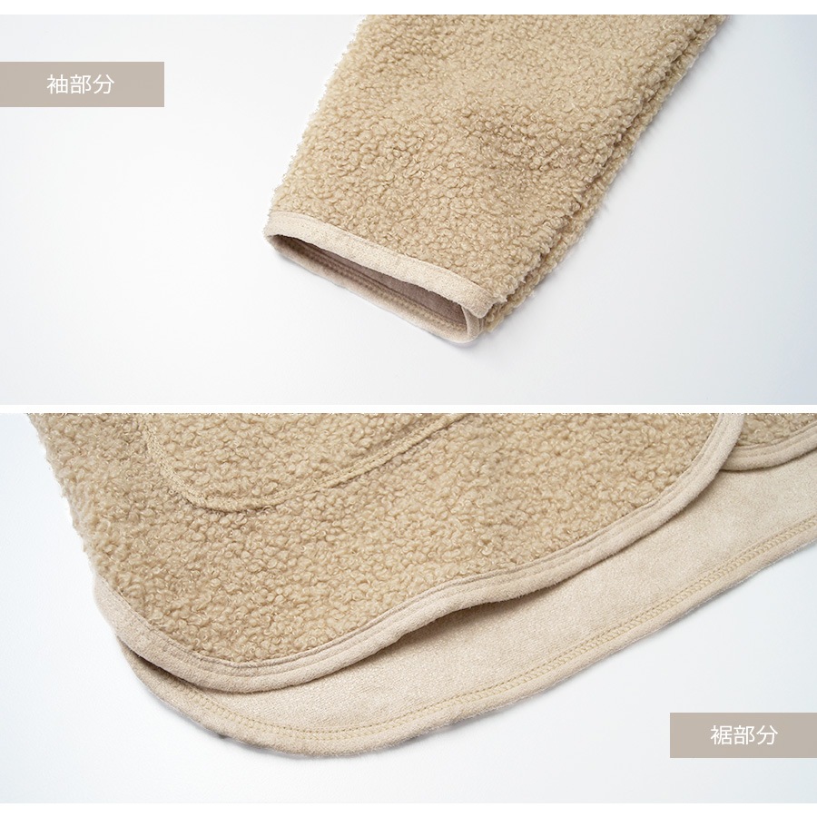 ボアジャケット 襟なし 春 アウター ブルゾン 長袖 ファスナー ポケット スプリングアウター 韓国ファッション ジャケット ボア 秋 冬 もこもこ 大人 シンプル カジュアル おしゃれ かわいい レディース 新作 ブラック 黒 ベージュ 茶 ブラウン S M L JOCOSA 8368