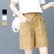 ショートパンツ 膝上 ポケット コットン タック カジュアル アウトドア スポーティー シンプル 無地 タグ 韓国ファッション レディース 新作 春 夏 秋 ブラック 黒 ホワイト 白 ベージュ 茶 M L JOCOSA 8199