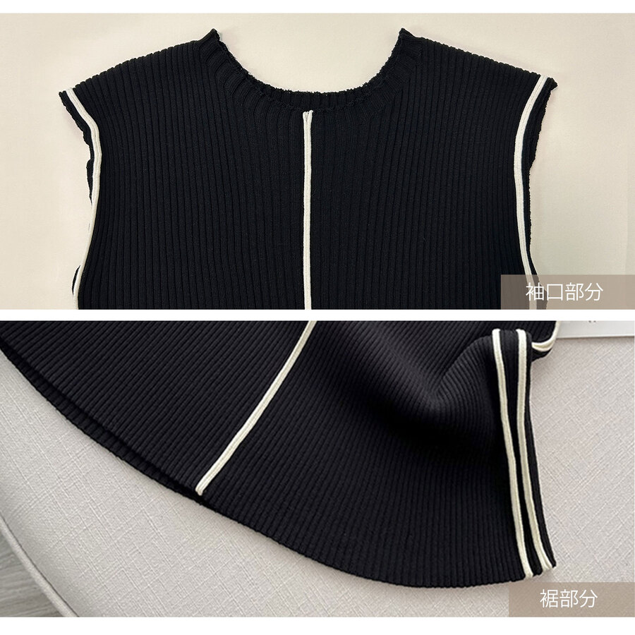 ワンピース ニット ノースリーブ タイト ミディ丈 ラウンドネック フリーサイズ 春服 夏服 韓国 JOCOSA 5008