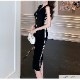ワンピース ニット ノースリーブ タイト ミディ丈 ラウンドネック フリーサイズ 春服 夏服 韓国 JOCOSA 5008