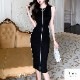 ワンピース ニット ノースリーブ タイト ミディ丈 ラウンドネック フリーサイズ 春服 夏服 韓国 JOCOSA 5008
