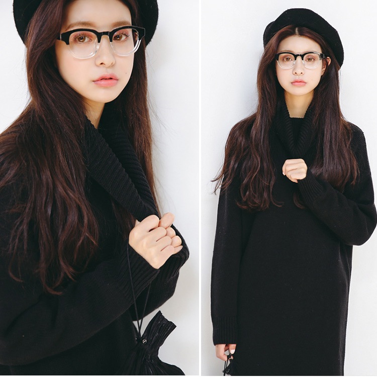 ワンピース レディース 長袖 ニット マキシ丈 ロング タートルネック 厚手 無地 スリット 秋 冬 シンプル ルームウェア ゆる カジュアル ブラック ブラウン ピンク 黒 茶色JOCOSA 即納 8294 あったかニット