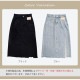 デニムスカート ロング丈 スリット タイトスカート カットオフ ポケット カジュアル シンプル 無地 タグ お出かけ デート 韓国ファッション レディース 新作 春 夏 秋 ブラック 黒 ブルー 青 S M L JOCOSA 9100
