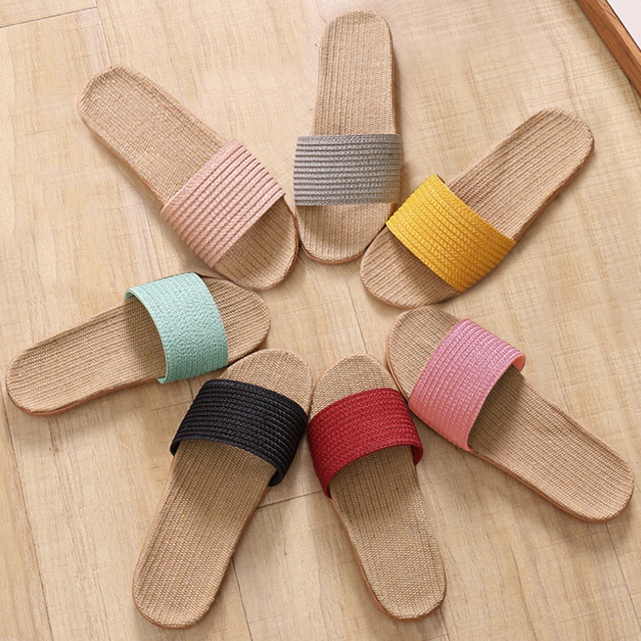 サンダル レディース 春夏秋冬 新作 麻 リネン ルームシューズ スリッパ 室内履き 歩きやすい 疲れにくい ぺたんこ ローヒール おしゃれ かわいい 無地 ミントグリーン ピンクベージュ グレー イエロー レッド ブラック SML JOCOSA 8469 送料無料 即納
