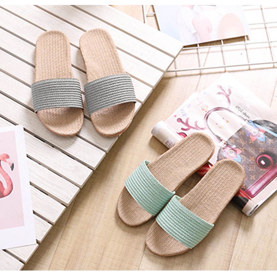 サンダル レディース 春夏秋冬 新作 麻 リネン ルームシューズ スリッパ 室内履き 歩きやすい 疲れにくい ぺたんこ ローヒール おしゃれ かわいい 無地 ミントグリーン ピンクベージュ グレー イエロー レッド ブラック SML JOCOSA 8469 送料無料 即納