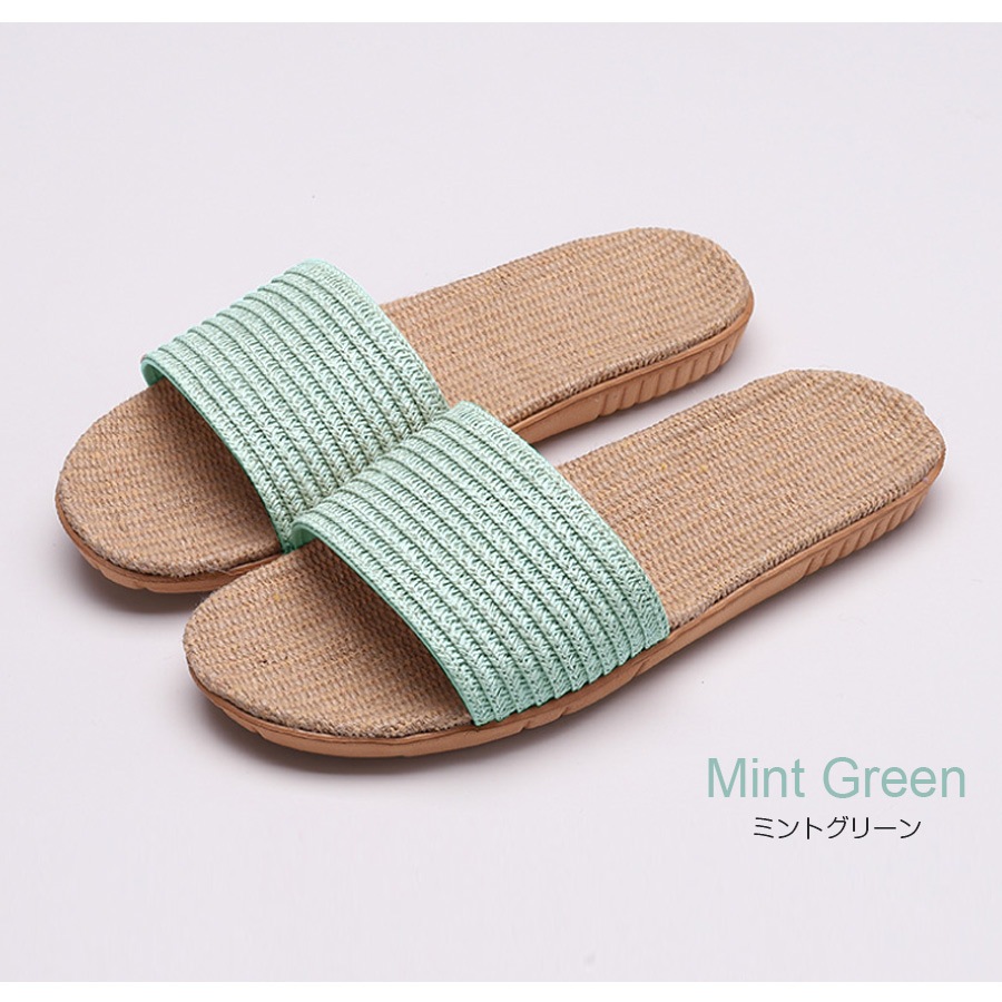 サンダル レディース 春夏秋冬 新作 麻 リネン ルームシューズ スリッパ 室内履き 歩きやすい 疲れにくい ぺたんこ ローヒール おしゃれ かわいい 無地 ミントグリーン ピンクベージュ グレー イエロー レッド ブラック SML JOCOSA 8469 送料無料 即納