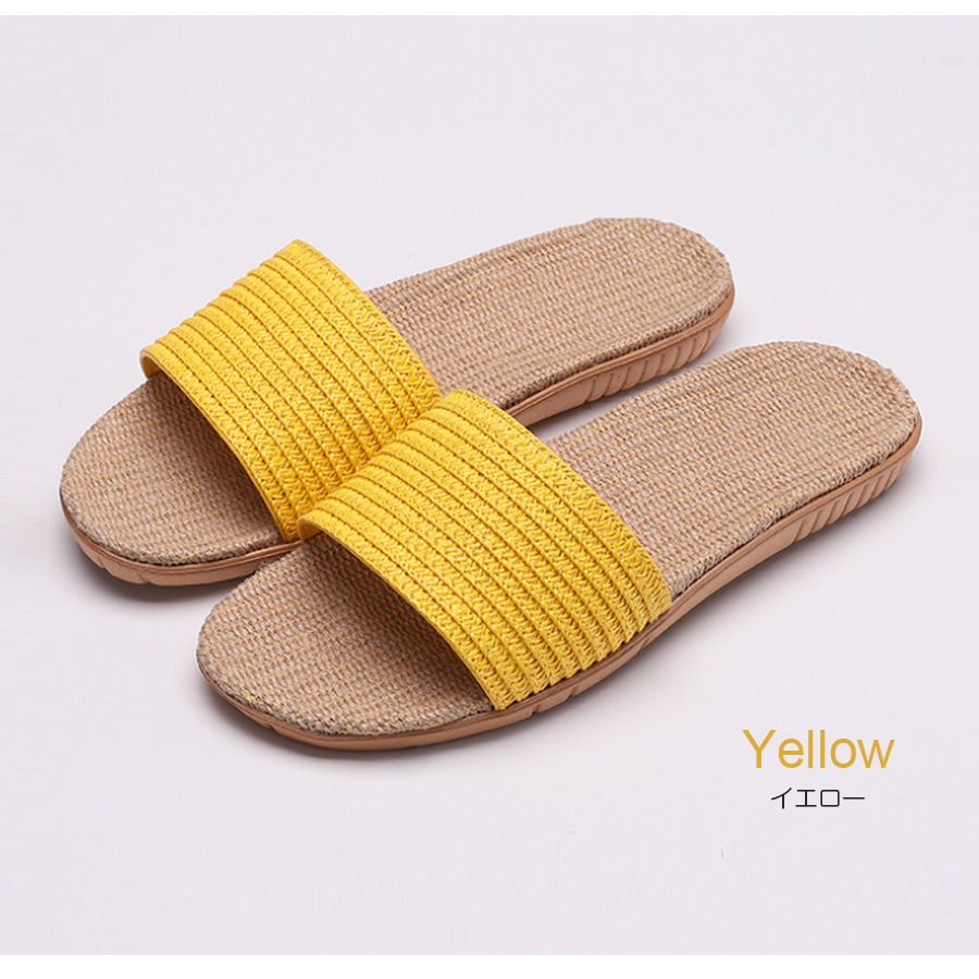 サンダル レディース 春夏秋冬 新作 麻 リネン ルームシューズ スリッパ 室内履き 歩きやすい 疲れにくい ぺたんこ ローヒール おしゃれ かわいい 無地 ミントグリーン ピンクベージュ グレー イエロー レッド ブラック SML JOCOSA 8469 送料無料 即納