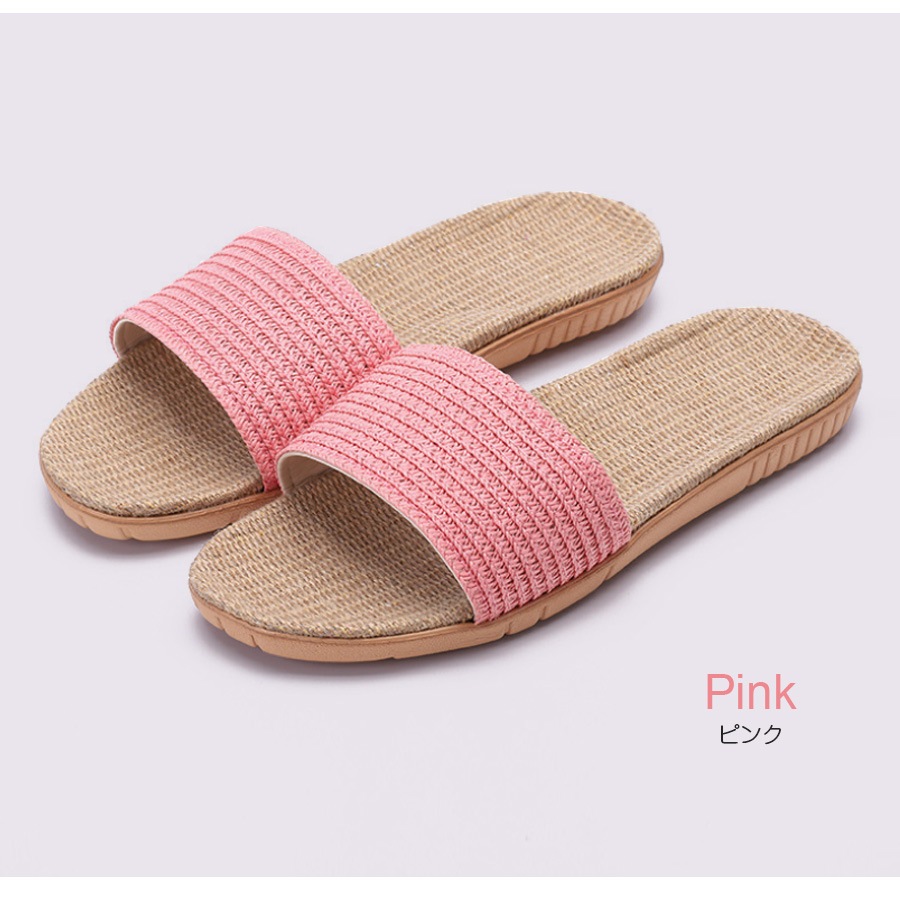 サンダル レディース 春夏秋冬 新作 麻 リネン ルームシューズ スリッパ 室内履き 歩きやすい 疲れにくい ぺたんこ ローヒール おしゃれ かわいい 無地 ミントグリーン ピンクベージュ グレー イエロー レッド ブラック SML JOCOSA 8469 送料無料 即納