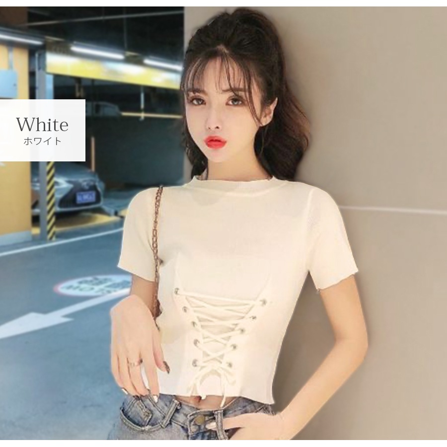 【着用2回】アリスアンドオリビア　ボウタイ♡ドット♡半袖ニットトップス 着用2回】アリスアンドオリビア ボウタイ♡ドット♡半袖ニット