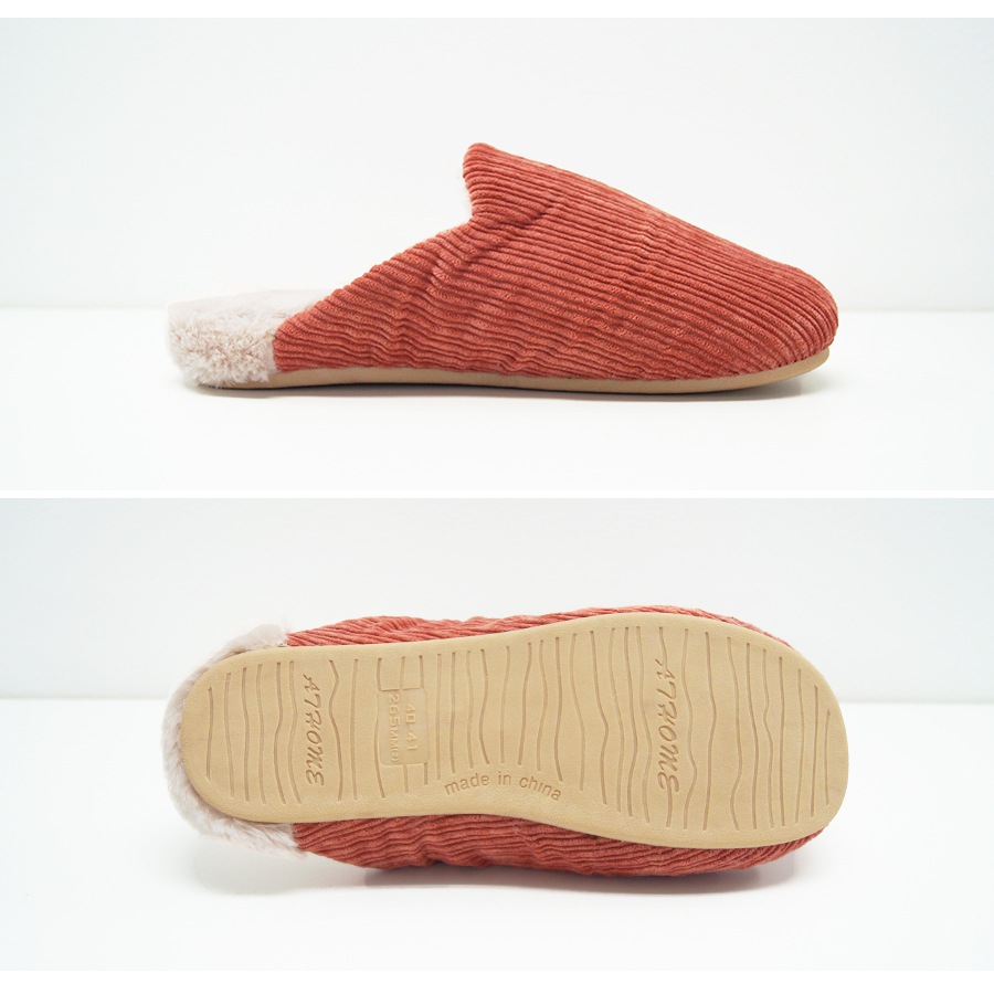 ルームシューズ スリッパ 暖かい コーデュロイ フェイクファー 起毛 室内履き ぺたんこ フラット ふわふわ もこもこ 防寒 かわいい おしゃれ レディース 春 秋 冬 新作 ピンク レッド グレー グリーン イエロー S M L JOCOSA 9042