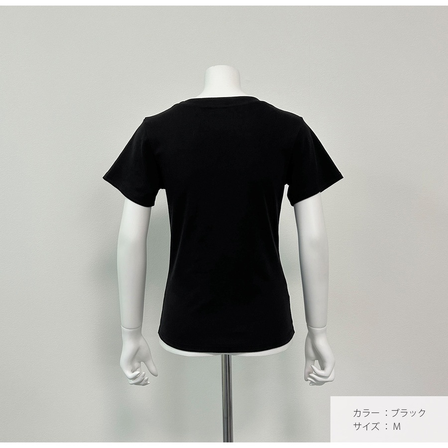 トップス Tシャツ 半袖 薄手 ミディ丈 Uネック 着回し 韓国ファッション レディース SML JOCOSA 7264