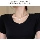トップス Tシャツ 半袖 薄手 ミディ丈 Uネック 着回し 韓国ファッション レディース SML JOCOSA 7264