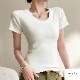 トップス Tシャツ 半袖 薄手 ミディ丈 Uネック 着回し 韓国ファッション レディース SML JOCOSA 7264