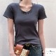 トップス Tシャツ 半袖 薄手 ミディ丈 Uネック 着回し 韓国ファッション レディース SML JOCOSA 7264