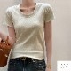 トップス Tシャツ 半袖 薄手 ミディ丈 Uネック 着回し 韓国ファッション レディース SML JOCOSA 7264