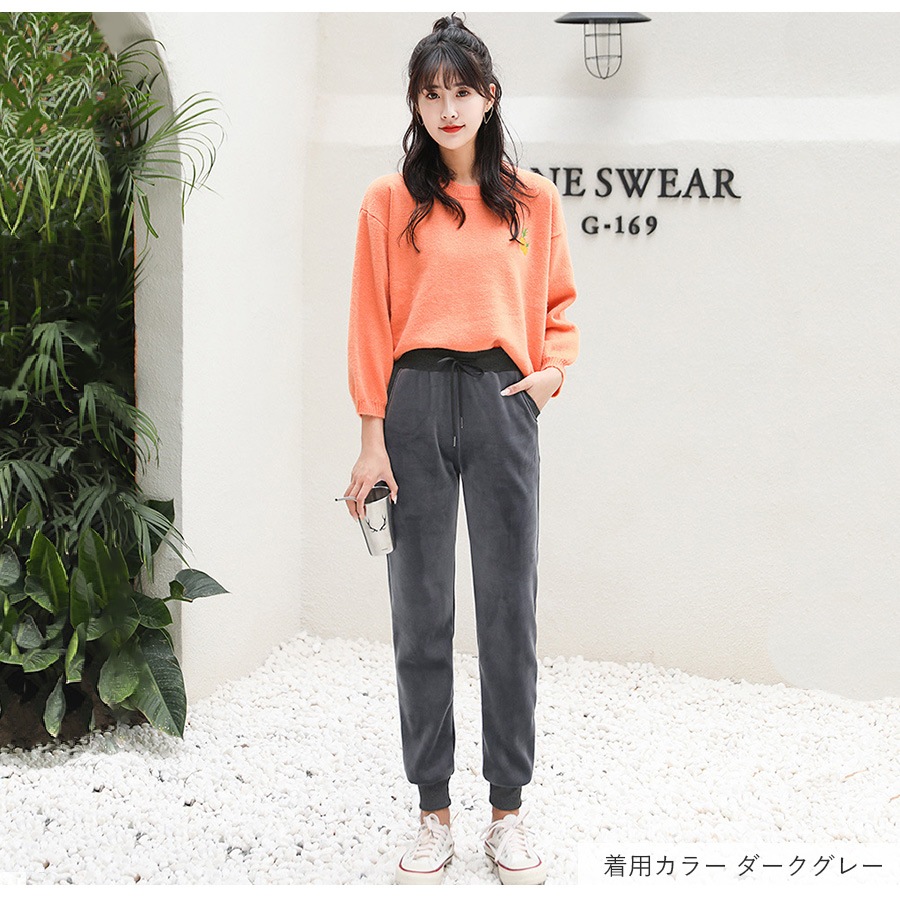 裏起毛パンツ ジョガーパンツ ルームウェア パジャマ スウェットパンツ 韓国ファッション 裏起毛 ウエストゴム 部屋着 おしゃれ 春 秋 冬 レディース 新作 ブラック 黒 ダークグレー 灰 S M L JOCOSA 8192