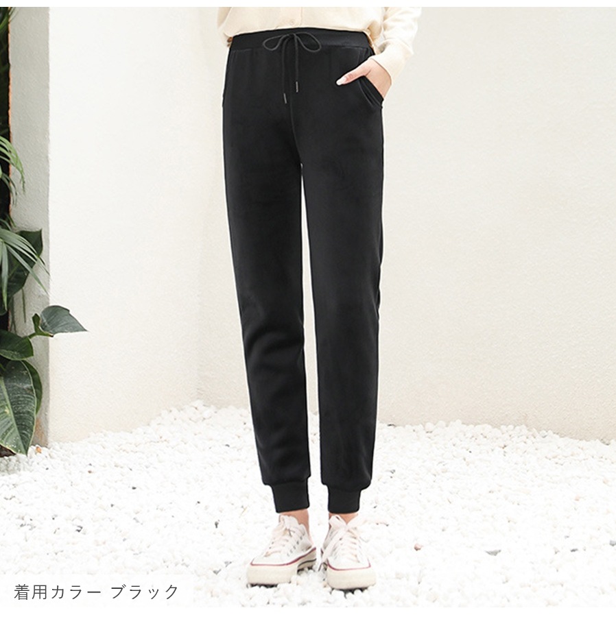 裏起毛パンツ ジョガーパンツ ルームウェア パジャマ スウェットパンツ 韓国ファッション 裏起毛 ウエストゴム 部屋着 おしゃれ 春 秋 冬 レディース 新作 ブラック 黒 ダークグレー 灰 S M L JOCOSA 8192