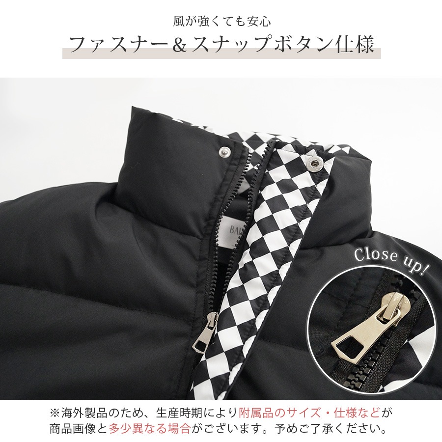 ダウン アウター ブルゾン ダウンジャケット コート ショート丈 長袖 中綿 あったか 羽織 冬 秋 春 オフィス カジュアル ストリート レトロ チェック 韓国ファッション 大人 レディース 新作 ブラック ブラウン ブルー S M L JOCOSA 8391