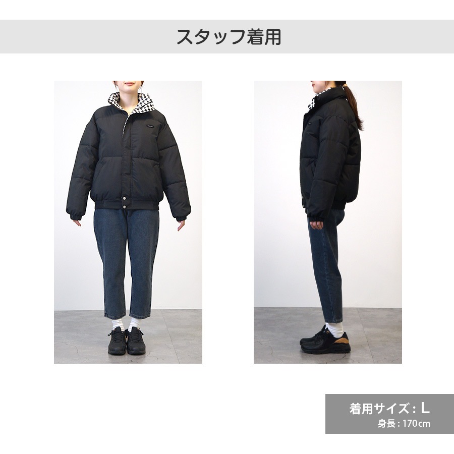 ダウン アウター ブルゾン ダウンジャケット コート ショート丈 長袖 中綿 あったか 羽織 冬 秋 春 オフィス カジュアル ストリート レトロ チェック 韓国ファッション 大人 レディース 新作 ブラック ブラウン ブルー S M L JOCOSA 8391
