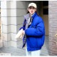 ダウン アウター ブルゾン ダウンジャケット コート ショート丈 長袖 中綿 あったか 羽織 冬 秋 春 オフィス カジュアル ストリート レトロ チェック 韓国ファッション 大人 レディース 新作 ブラック ブラウン ブルー S M L JOCOSA 8391