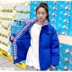 ダウン アウター ブルゾン ダウンジャケット コート ショート丈 長袖 中綿 あったか 羽織 冬 秋 春 オフィス カジュアル ストリート レトロ チェック 韓国ファッション 大人 レディース 新作 ブラック ブラウン ブルー S M L JOCOSA 8391