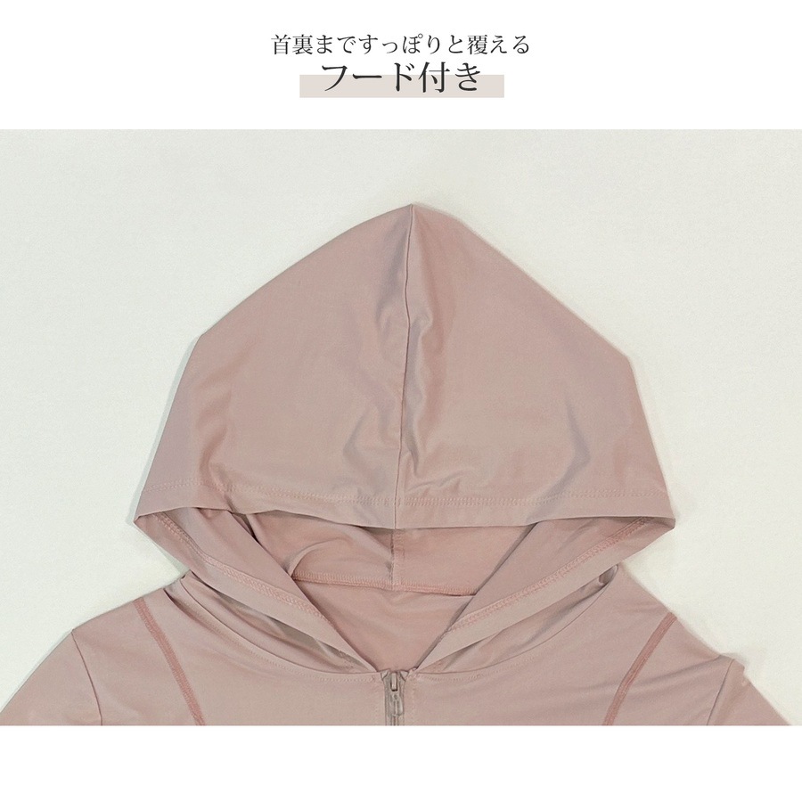 トップス スポーツウェア パーカー 長袖 ミディ丈 ジップアップ UVカット 指穴 薄手 伸縮 韓国ファッション レディース SML JOCOSA 8765