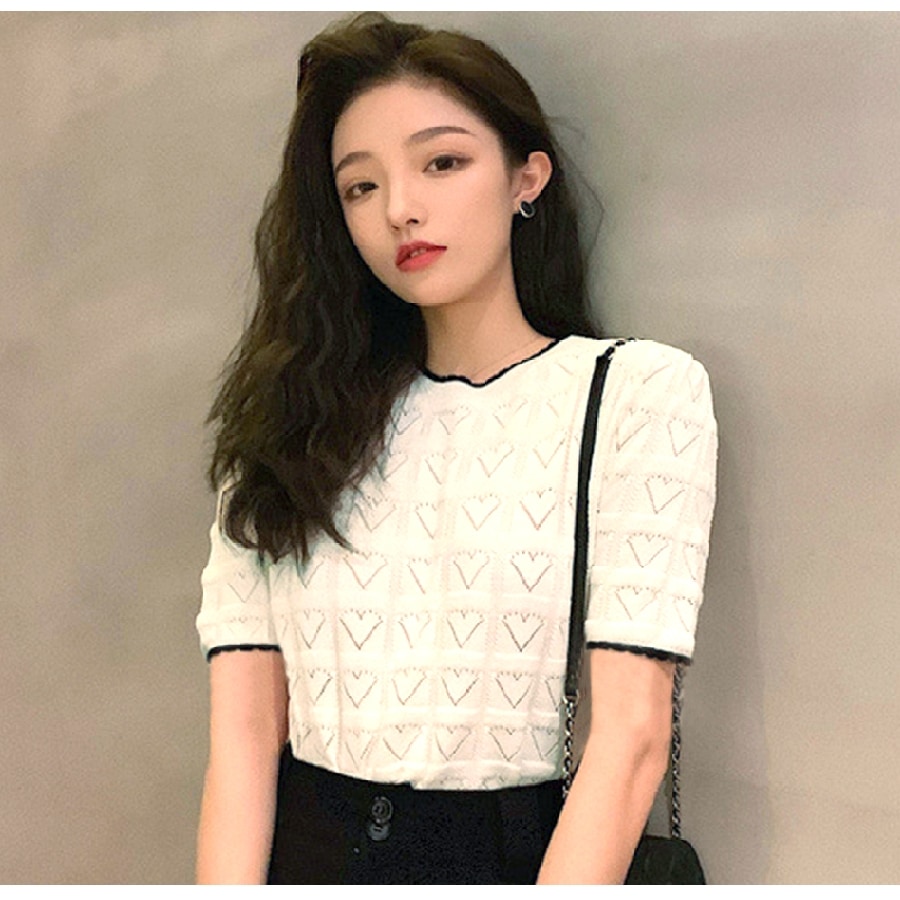 韓国風サマー半袖ニットトップス 楽天市場】【全品P5倍！ 8/4 20時〜】ニットトップス 半袖ニット