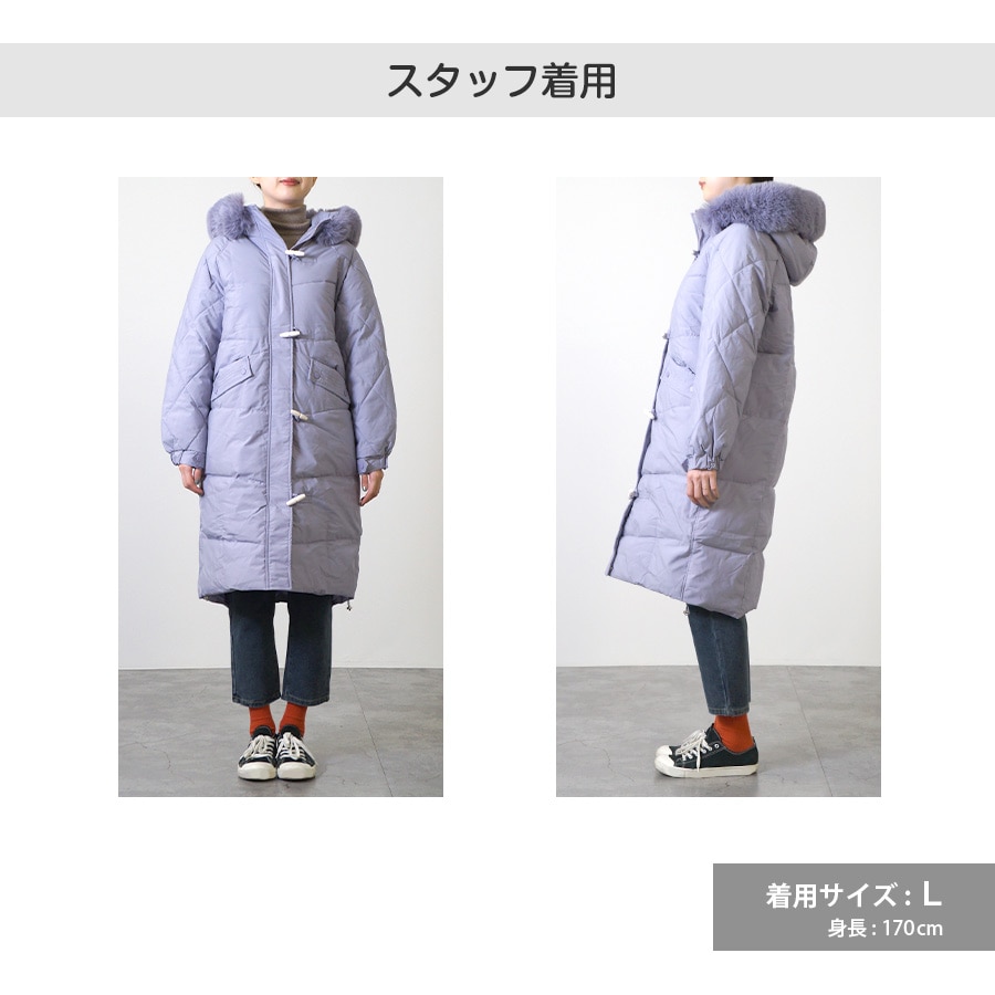 ダウン アウター フード付き ファー コート ダウンコート ロング 長袖 中綿 あったか 羽織 冬 秋 春 オフィス カジュアル ストリート ガーリー 韓国ファッション 大人 レディース 新作 ブラック アイボリー ブルー ラベンダー S M L JOCOSA 8393