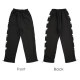 裏起毛パンツ 2way ジョガーパンツ ストレートパンツ ルームウェア パジャマ スウェット パンツ 部屋着 ジャージ サイドライン 刺繍 ハート ロング丈 ストレート ポケット 韓国ファッション レディース 新作 春 秋 冬 ブラック ホワイト グレー M L XL JOCOSA 9112
