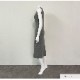 ワンピース ノースリーブ スリット ライン タイト ロング ラウンドネック フリーサイズ 春服 夏服 韓国 JOCOSA 5009