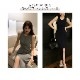 ワンピース ノースリーブ スリット ライン タイト ロング ラウンドネック フリーサイズ 春服 夏服 韓国 JOCOSA 5009