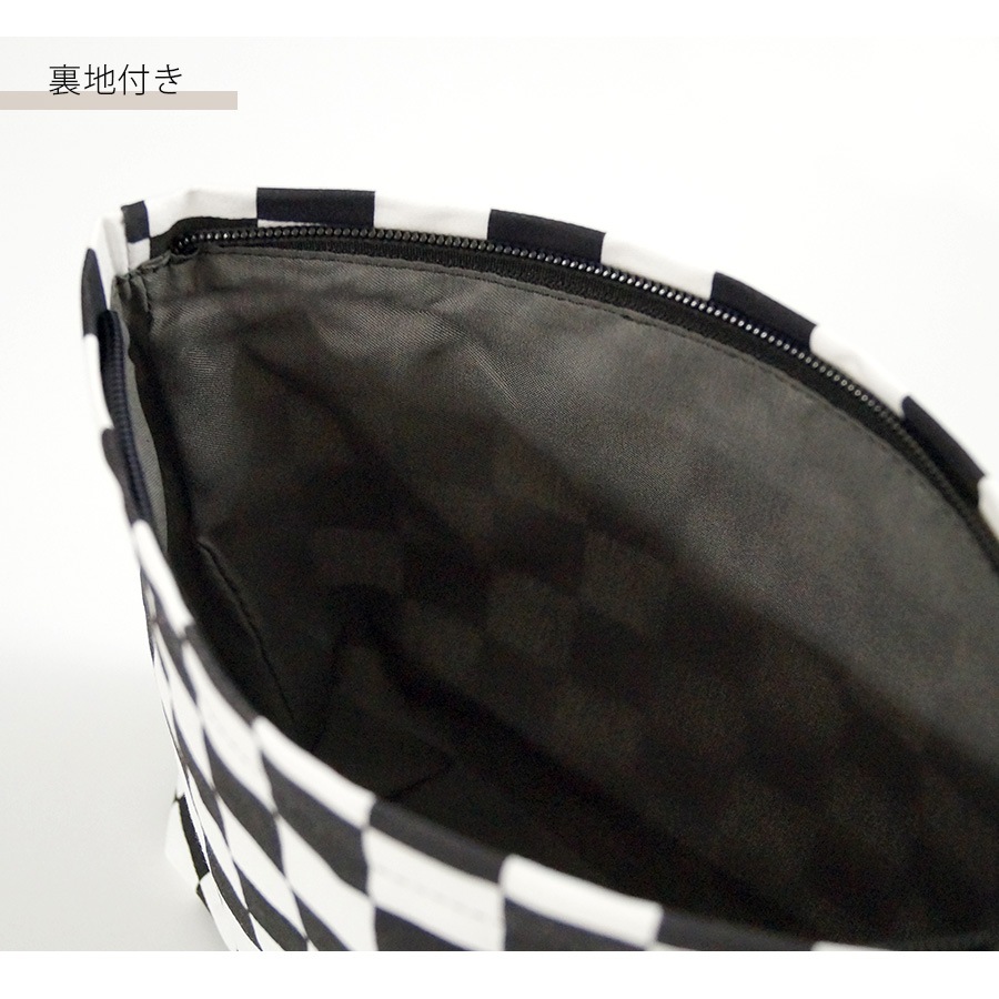 化粧ポーチ 小物入れ 格子柄 ブロックチェック メイクポーチ キャンバス 携帯用 サニタリーケース 生理用品 衛生用品 ナプキンポーチ 収納 シンプル 春 夏 秋 冬 新作 ブラック 黒 ホワイト 白 JOCOSA 9038
