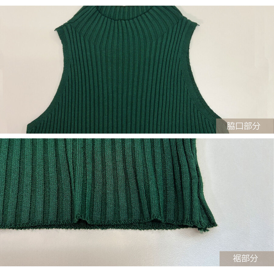 ワンピース ニット ノースリーブ ウエストマーク タイト ミニ ボトルネック フリーサイズ 春服 夏服 韓国 JOCOSA 5010