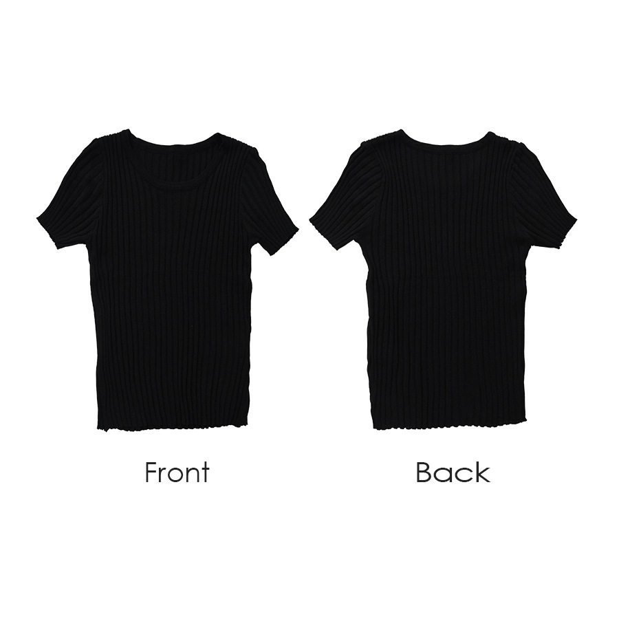 ニット リブ 半袖 サマーニット 春 無地 ラウンドネック トップス オフィスカジュアル カジュアル ストリート 韓国ファッション 大人 レディース 夏 秋 ブラック ホワイト ブルー ターコイズブルー ラベンダー ローズレッド イエロー オレンジ フリーサイズ JOCOSA 7107