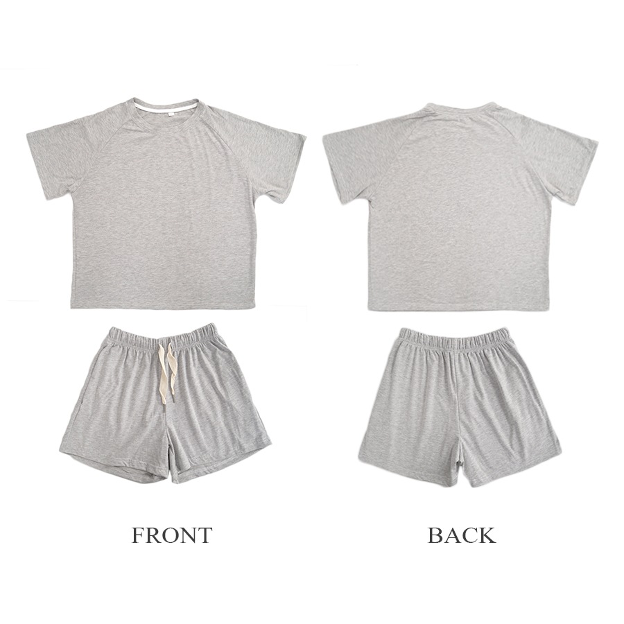 ルームウェア パジャマ 部屋着 韓国ファッション 半袖 トップス ショートパンツ ウエストゴム セットアップ 上下セット ストリート 大人 おしゃれ ワンマイルウェア 春 夏 秋 新作 レディース グレー 灰 ネイビー 紺 イエロー 黄色 M L XL JOCOSA 6204