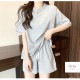 ルームウェア パジャマ 部屋着 韓国ファッション 半袖 トップス ショートパンツ ウエストゴム セットアップ 上下セット ストリート 大人 おしゃれ ワンマイルウェア 春 夏 秋 新作 レディース グレー 灰 ネイビー 紺 イエロー 黄色 M L XL JOCOSA 6204