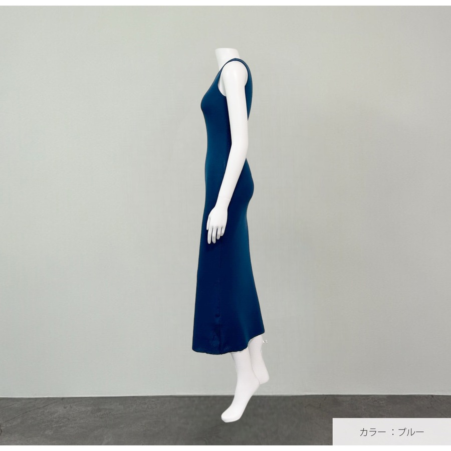 ワンピース ニット ノースリーブ アシンメトリー タイト ロング フリーサイズ 春服 夏服 韓国 JOCOSA 5011
