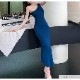 ワンピース ニット ノースリーブ アシンメトリー タイト ロング フリーサイズ 春服 夏服 韓国 JOCOSA 5011