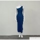 ワンピース ニット ノースリーブ アシンメトリー タイト ロング フリーサイズ 春服 夏服 韓国 JOCOSA 5011