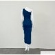 ワンピース ニット ノースリーブ アシンメトリー タイト ロング フリーサイズ 春服 夏服 韓国 JOCOSA 5011