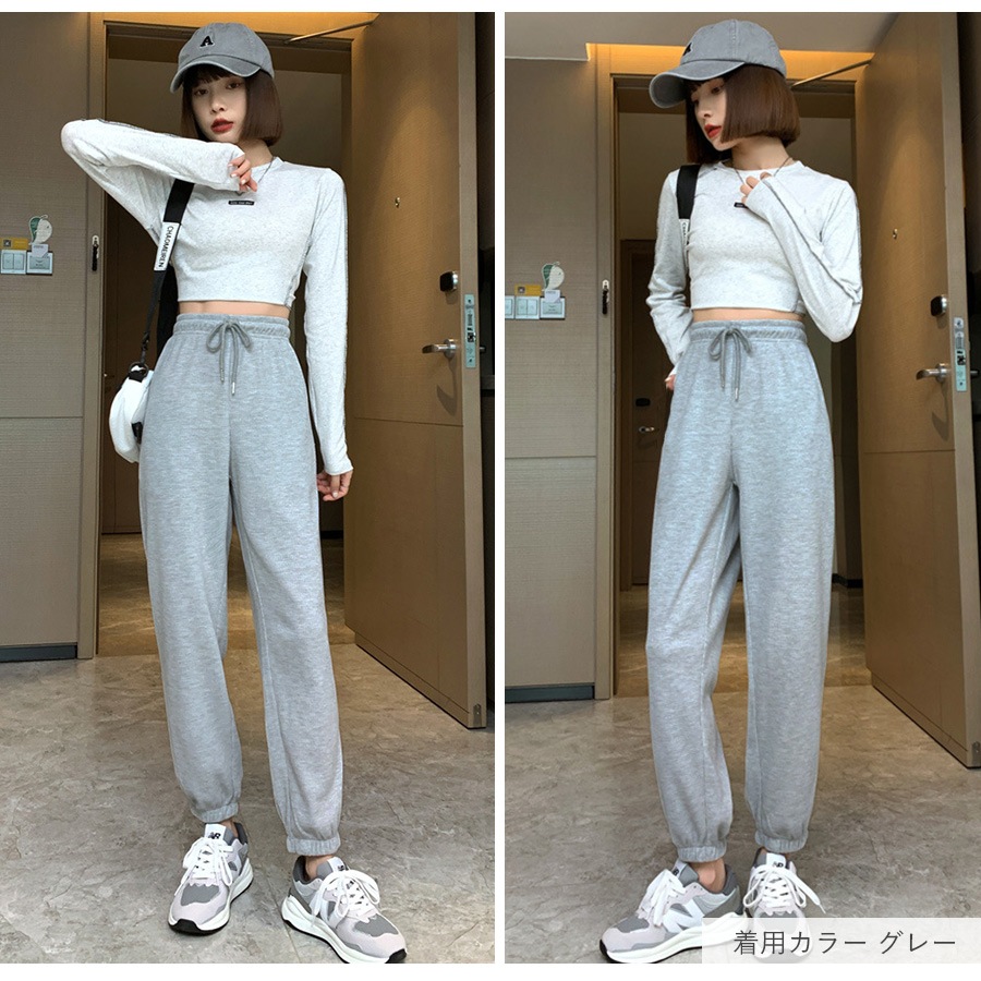 ジョガーパンツ カジュアルパンツ 薄手 スウェット ルームウェア パジャマ スポーツウェア トレーニングパンツ アウトドア ストリート 韓国ファッション 裾絞り ウエストゴム 部屋着 おしゃれ 春 夏 秋 レディース 新作 ブラック 黒 グレー 灰 S M L XL JOCOSA 8193