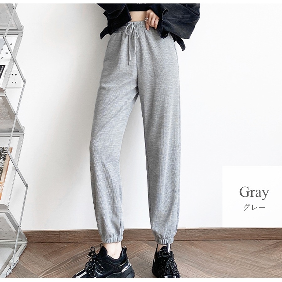 ジョガーパンツ カジュアルパンツ 薄手 スウェット ルームウェア パジャマ スポーツウェア トレーニングパンツ アウトドア ストリート 韓国ファッション 裾絞り ウエストゴム 部屋着 おしゃれ 春 夏 秋 レディース 新作 ブラック 黒 グレー 灰 S M L XL JOCOSA 8193